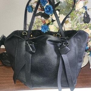 Anthropologie Black Faux Leather Bag